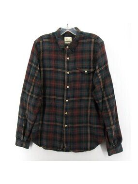 Bellerose Shirt Medium Red Japanese Fabric Wool Blend Flannel Plaid